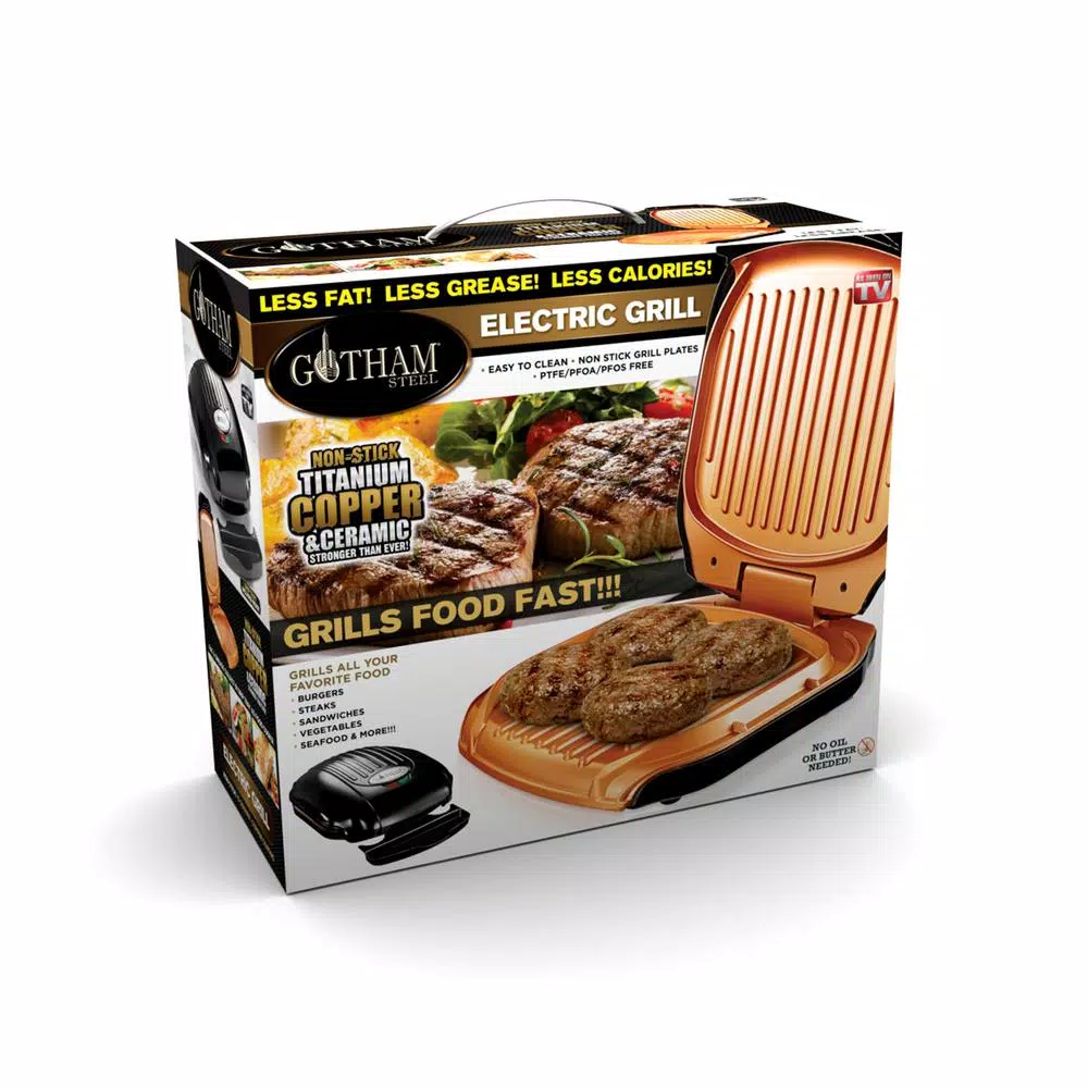 Gotham Steel 72 sq. in. Black Copper Low Fat Indoor Grill Electric Skillets & Indoor Grills Gotham Steel 72 Sq. In. Black Copper Low Fat Indoor Grill -Costway Shop black copper gotham steel indoor grills 2053 4f 1000