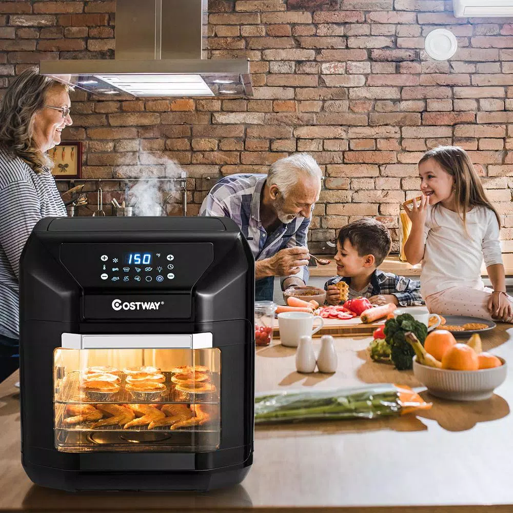 Costway 10.6 Qt. Black Air Fryer with Rotisserie Air Fryers Costway 10.6 Qt. Black Air Fryer With Rotisserie -Costway Shop black costway air fryers ep23965 4f 1000