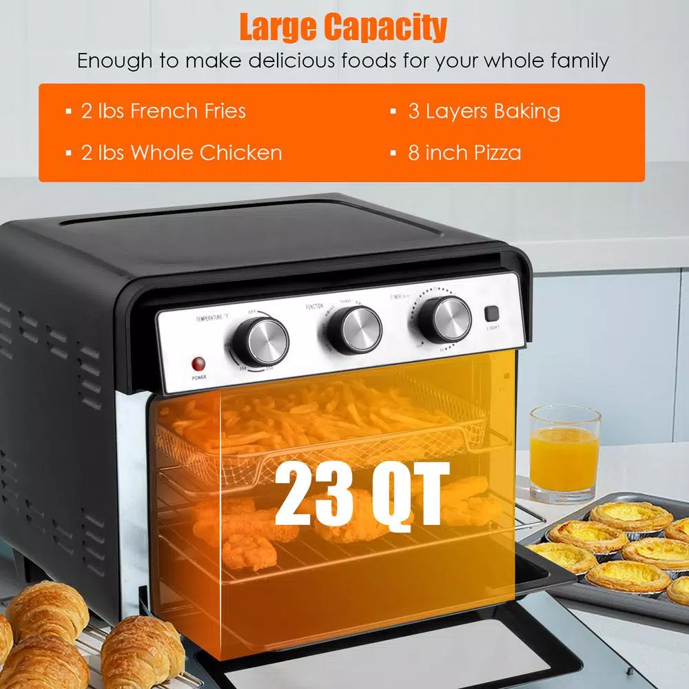 Air Fryers Costway 23 Qt. Black Air Fryer Oven With Rotisserie 6 Air Fryers Costway 23 Qt. Black Air Fryer Oven With Rotisserie - Image 4