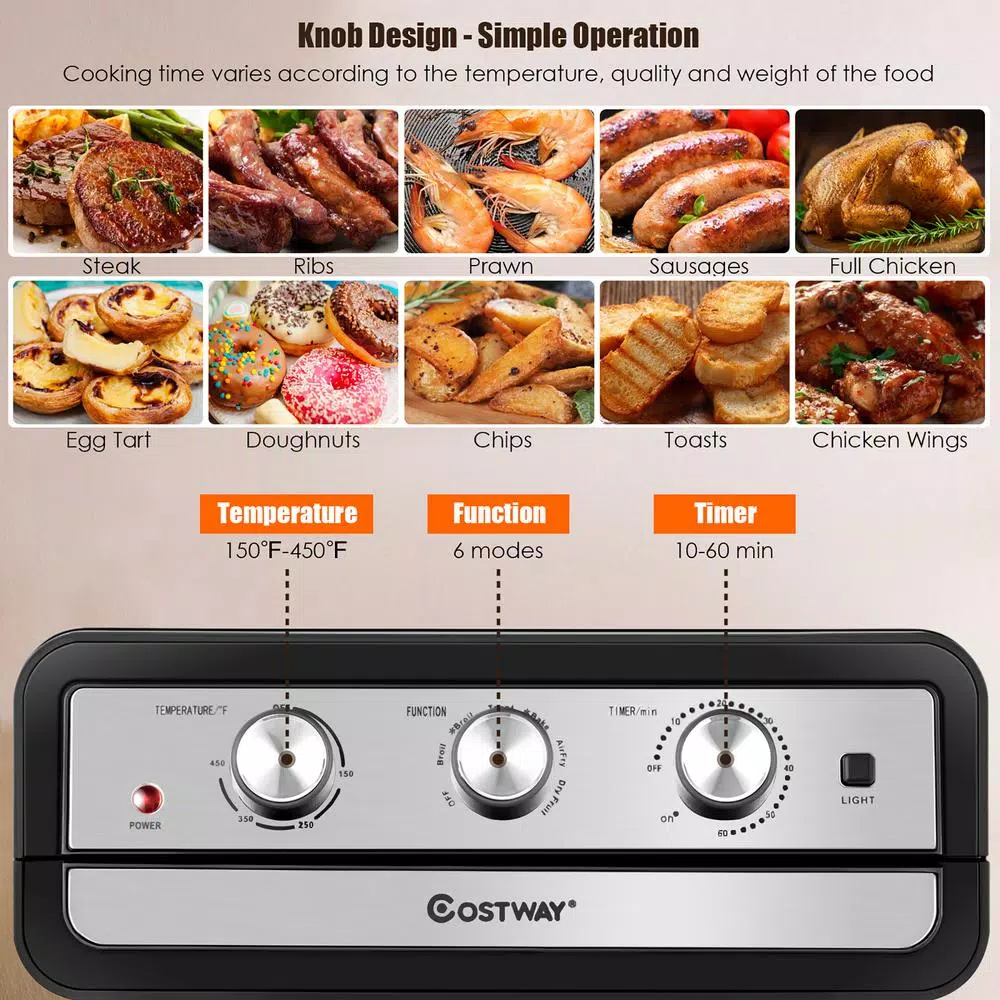 Air Fryers Costway 23 Qt. Black Air Fryer Oven With Rotisserie 7 Air Fryers Costway 23 Qt. Black Air Fryer Oven With Rotisserie - Image 5