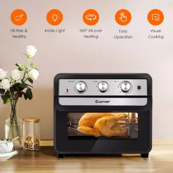 Air Fryers Costway 23 Qt. Black Air Fryer Oven With Rotisserie 11 Air Fryers Costway 23 Qt. Black Air Fryer Oven With Rotisserie -Costway Shop black costway air fryers ep24633 4f 1000
