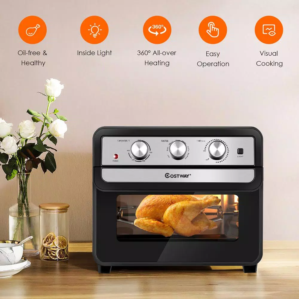 Air Fryers Costway 23 Qt. Black Air Fryer Oven With Rotisserie 5 Air Fryers Costway 23 Qt. Black Air Fryer Oven With Rotisserie - Image 3