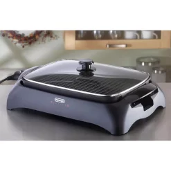 Electric Skillets & Indoor Grills DeLonghi Perfecto Healthy 192 Sq. In. Black Aluminum Indoor Grill With Lid 13 Electric Skillets & Indoor Grills DeLonghi Perfecto Healthy 192 Sq. In. Black Aluminum Indoor Grill With Lid -Costway Shop black delonghi indoor grills bg24 31 1000