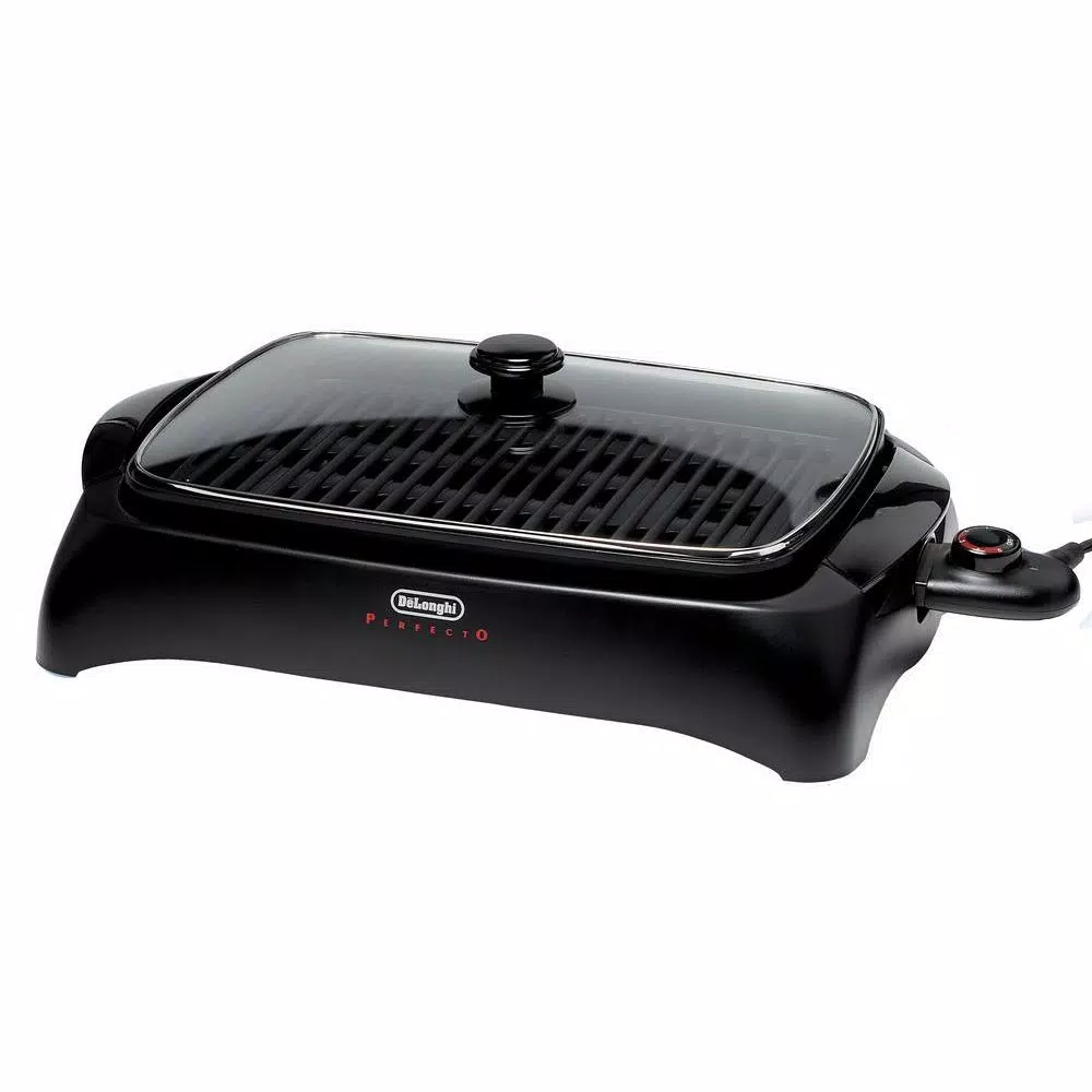 Electric Skillets & Indoor Grills DeLonghi Perfecto Healthy 192 Sq. In. Black Aluminum Indoor Grill With Lid 3 Electric Skillets & Indoor Grills DeLonghi Perfecto Healthy 192 Sq. In. Black Aluminum Indoor Grill With Lid