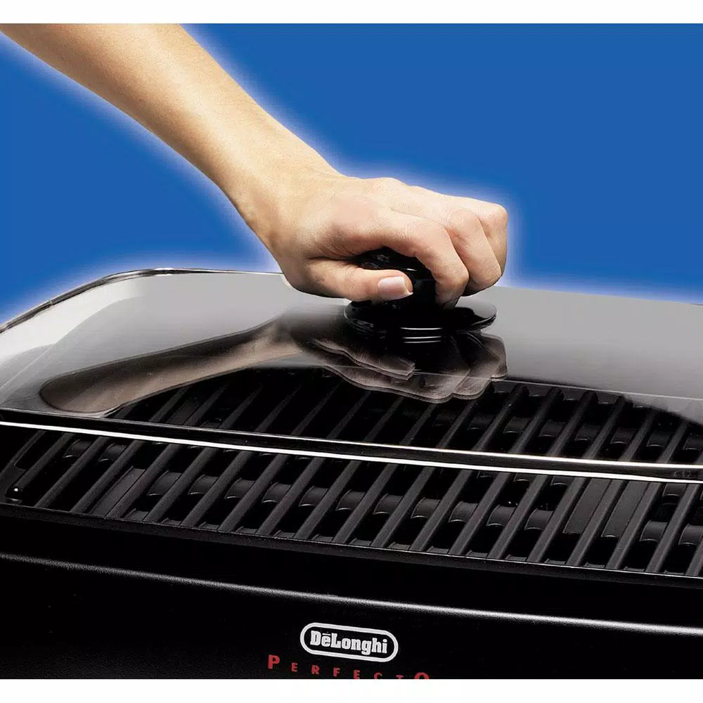 Electric Skillets & Indoor Grills DeLonghi Perfecto Healthy 192 Sq. In. Black Aluminum Indoor Grill With Lid 4 Electric Skillets & Indoor Grills DeLonghi Perfecto Healthy 192 Sq. In. Black Aluminum Indoor Grill With Lid - Image 2