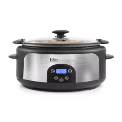 Cookers Elite Platinum 6 Qt. Black Programmable Slow Cooker With Locking Lid -Costway Shop black elite slow cookers mst 610dt 4f 1000