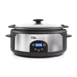 Cookers Elite Platinum 6 Qt. Black Programmable Slow Cooker With Locking Lid