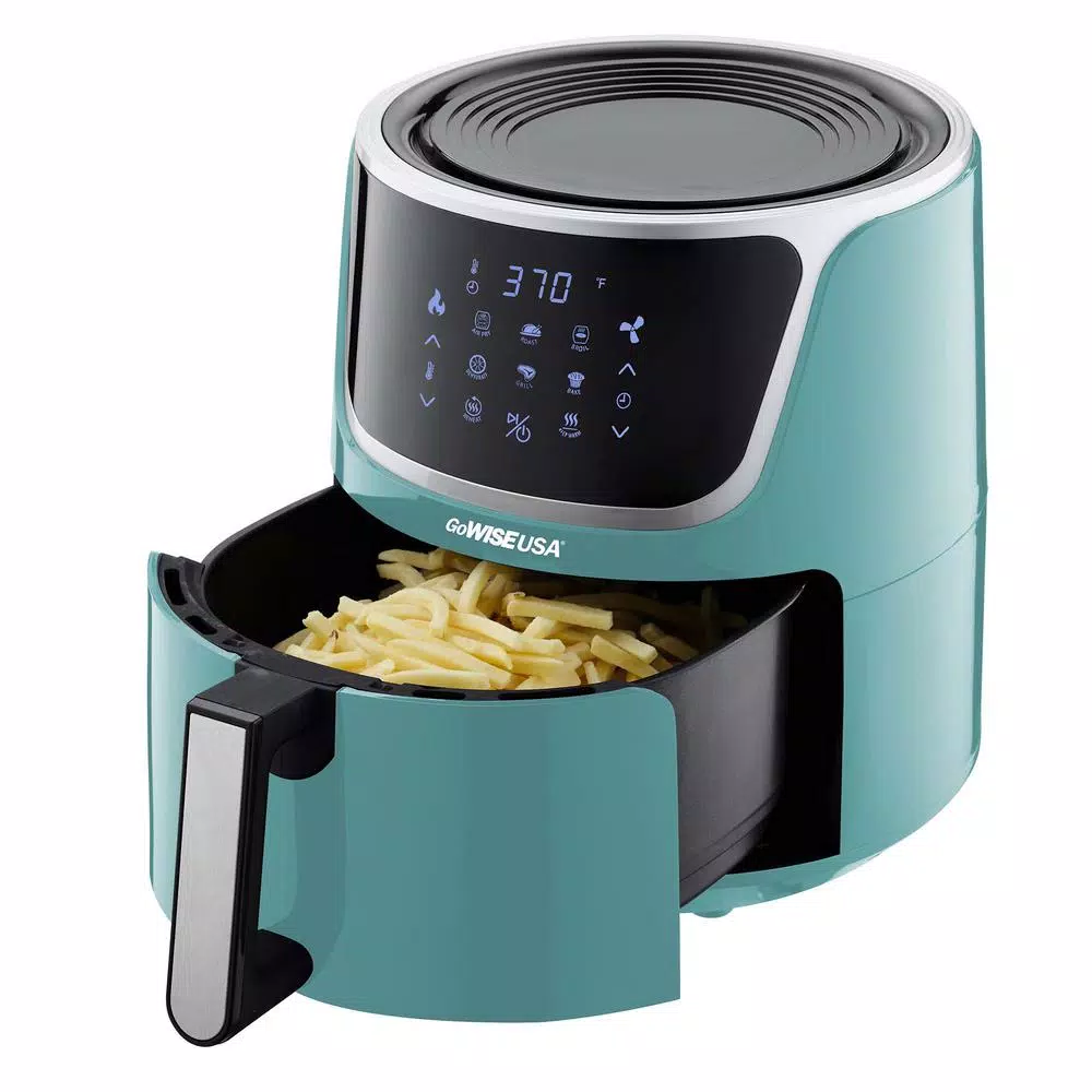 GoWISE USA 7 Qt. Mint Air Fryer with Dehydrator and 3-Stackable Racks with 8-Functions Air Fryers GoWISE USA 7 Qt. Mint Air Fryer With Dehydrator And 3-Stackable Racks With 8-Functions -Costway Shop black gowise usa air fryers gw22954 1f 1000