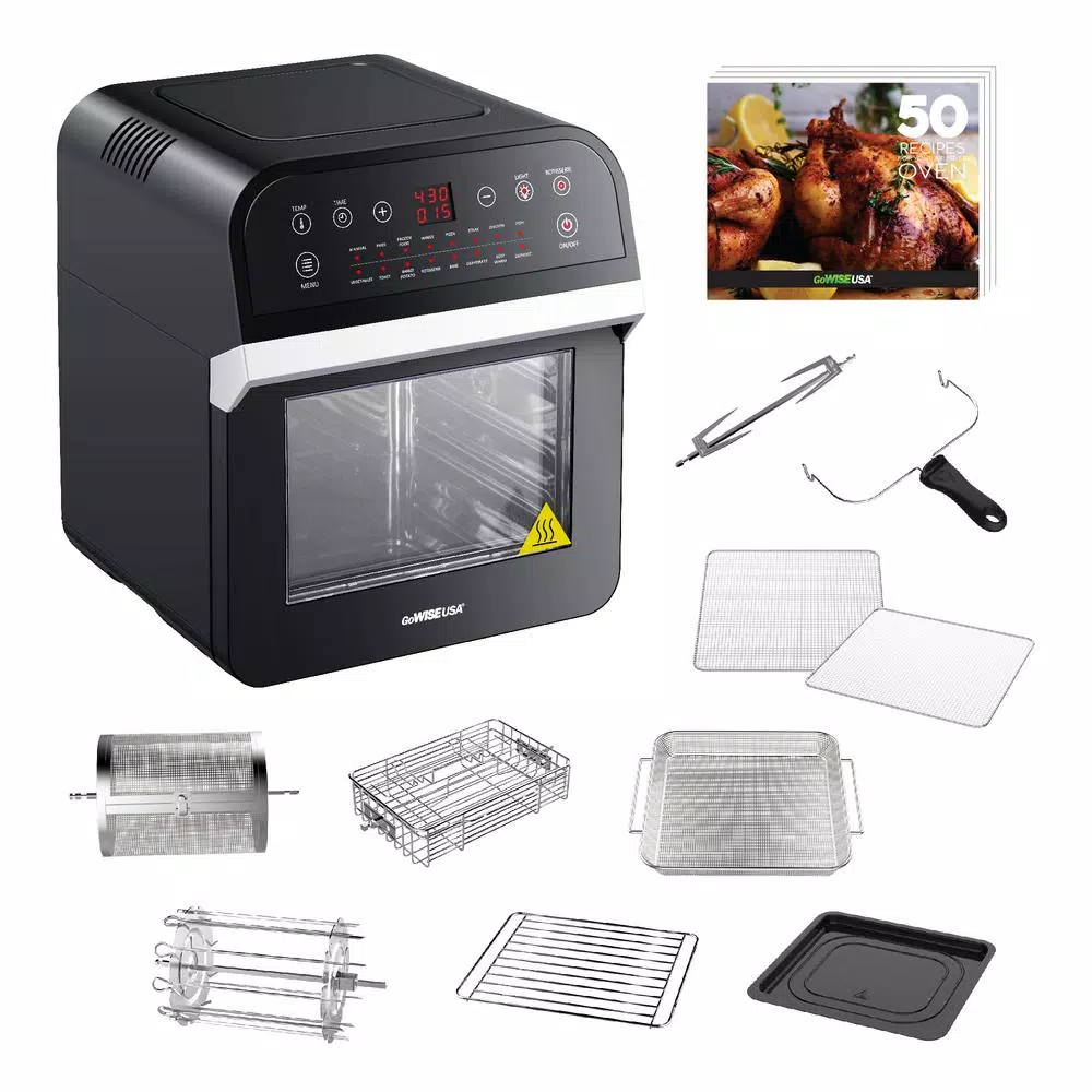 GoWISE USA 12.7 Qt. Black Rotisserie Oven and Air Fryer with Recipe Book Air Fryers GoWISE USA 12.7 Qt. Black Rotisserie Oven And Air Fryer With Recipe Book -Costway Shop black gowise usa air fryers gw44800 64 1000