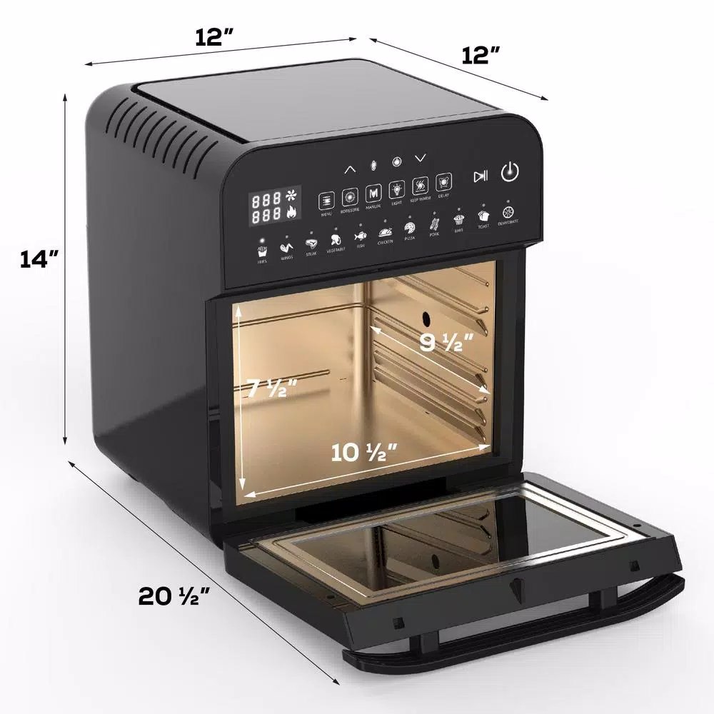 GoWISE USA 1600-Watts 12.7 Qt. Black Air Fryer Oven with Rotisserie, Dehydrator and 11-Cooking Presets Air Fryers GoWISE USA 1600-Watts 12.7 Qt. Black Air Fryer Oven With Rotisserie, Dehydrator And 11-Cooking Presets -Costway Shop black gowise usa air fryers gw44803 1f 1000