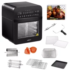 Air Fryers GoWISE USA 1600-Watts 12.7 Qt. Black Air Fryer Oven With Rotisserie, Dehydrator And 11-Cooking Presets 3 Air Fryers GoWISE USA 1600-Watts 12.7 Qt. Black Air Fryer Oven With Rotisserie, Dehydrator And 11-Cooking Presets -Costway Shop black gowise usa air fryers gw44803 c3 1000