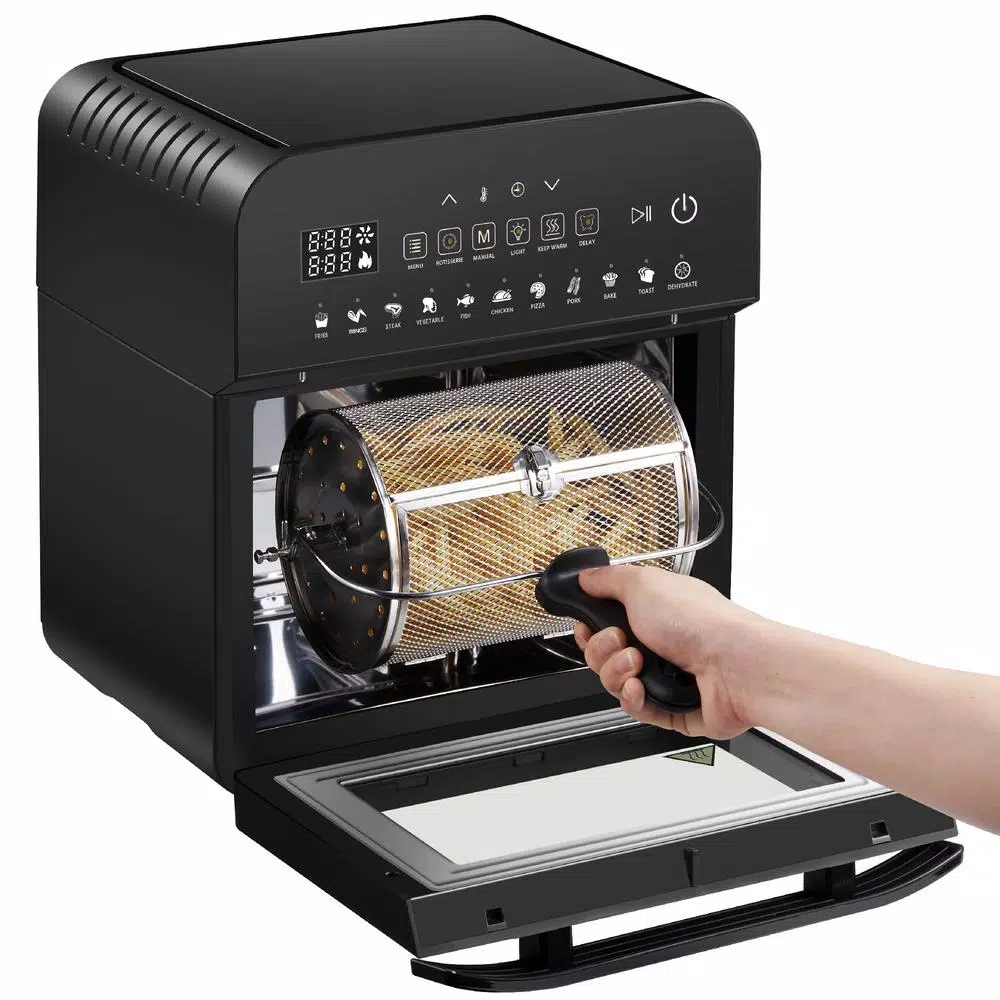 GoWISE USA 1600-Watts 12.7 Qt. Black Air Fryer Oven with Rotisserie, Dehydrator and 11-Cooking Presets Air Fryers GoWISE USA 1600-Watts 12.7 Qt. Black Air Fryer Oven With Rotisserie, Dehydrator And 11-Cooking Presets -Costway Shop black gowise usa air fryers gw44803 fa 1000