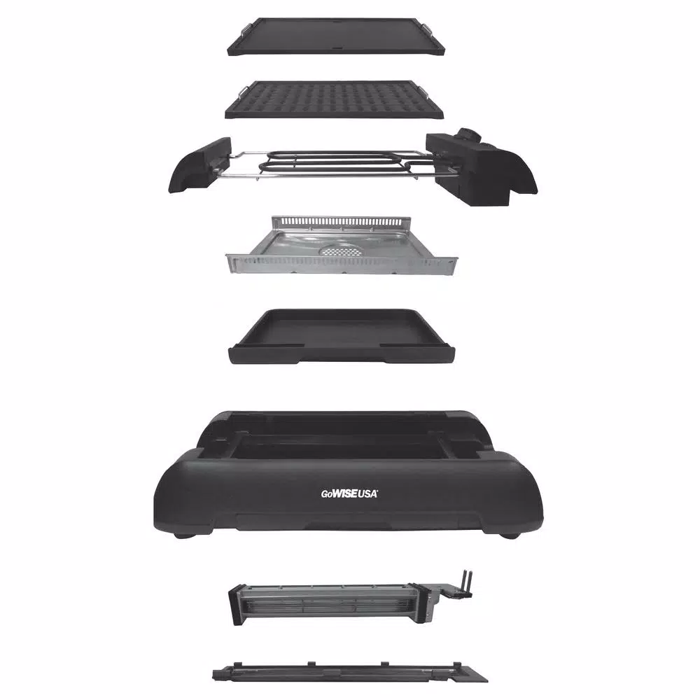 GoWISE USA 2-in-1 149 sq. in. Black Smokeless Indoor Grill with Interchangeable Plates Electric Skillets & Indoor Grills GoWISE USA 2-in-1 149 Sq. In. Black Smokeless Indoor Grill With Interchangeable Plates -Costway Shop black gowise usa indoor grills gw88000 1f 1000