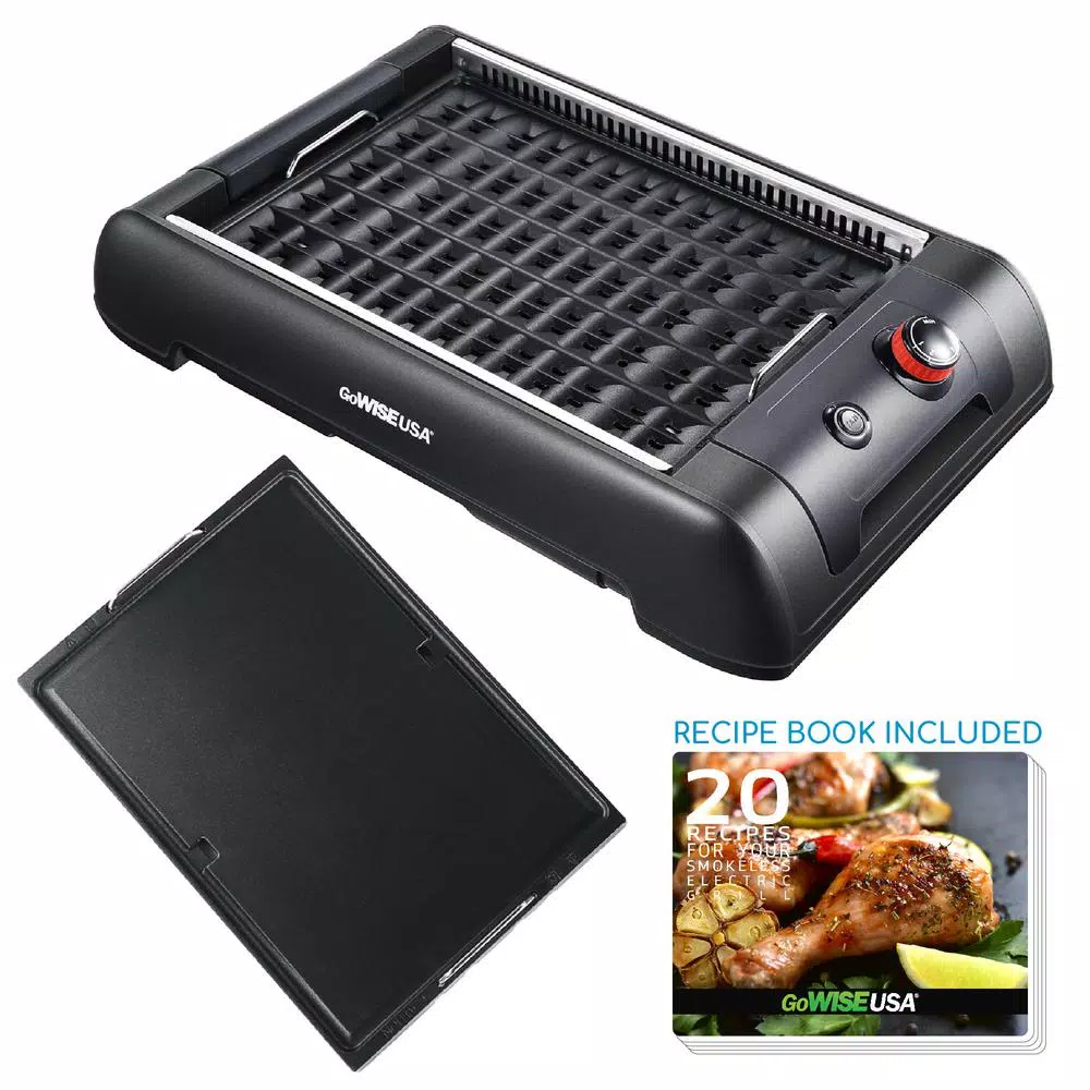 GoWISE USA 2-in-1 149 sq. in. Black Smokeless Indoor Grill with Interchangeable Plates Electric Skillets & Indoor Grills GoWISE USA 2-in-1 149 Sq. In. Black Smokeless Indoor Grill With Interchangeable Plates -Costway Shop black gowise usa indoor grills gw88000 44 1000