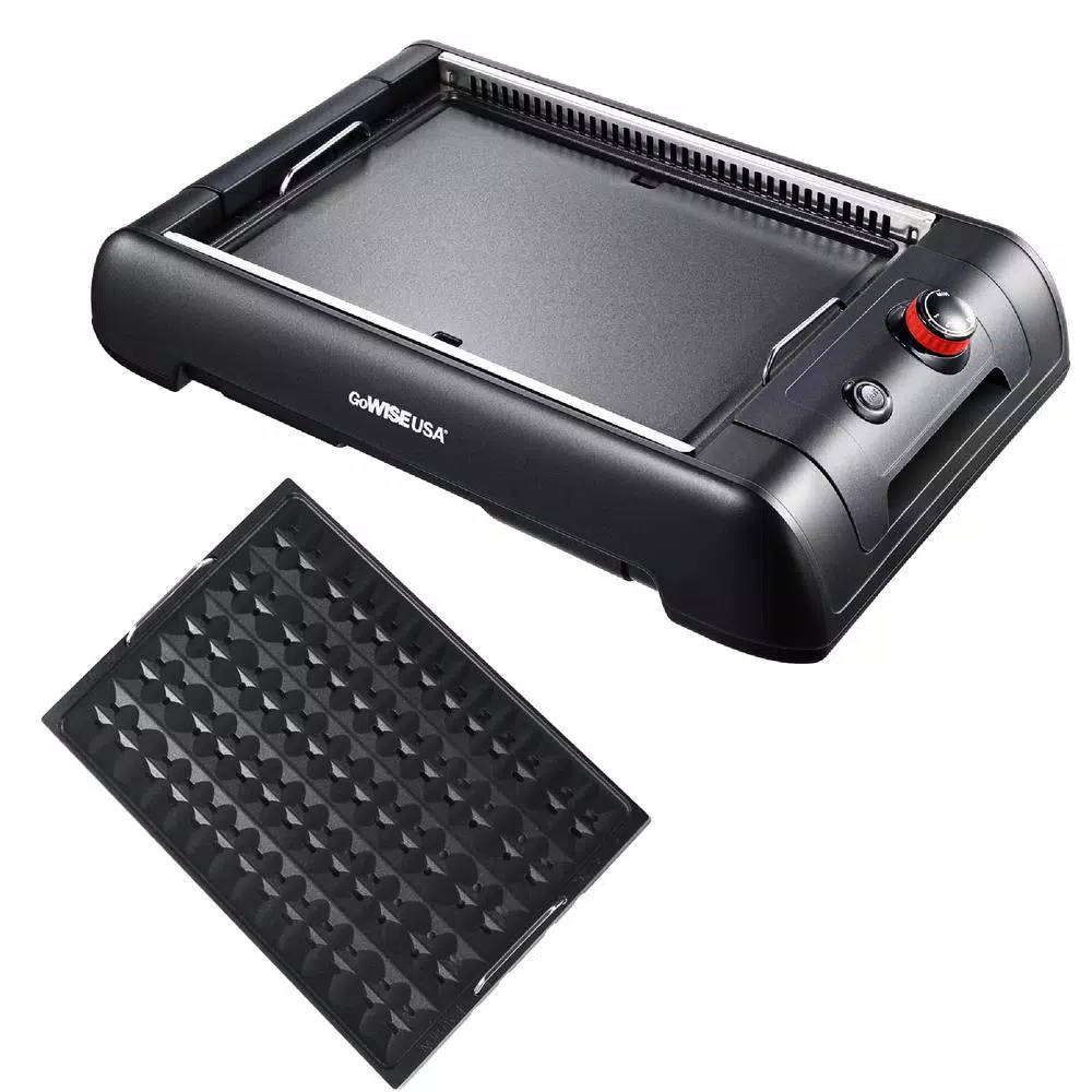 GoWISE USA 2-in-1 149 sq. in. Black Smokeless Indoor Grill with Interchangeable Plates Electric Skillets & Indoor Grills GoWISE USA 2-in-1 149 Sq. In. Black Smokeless Indoor Grill With Interchangeable Plates -Costway Shop black gowise usa indoor grills gw88000 c3 1000