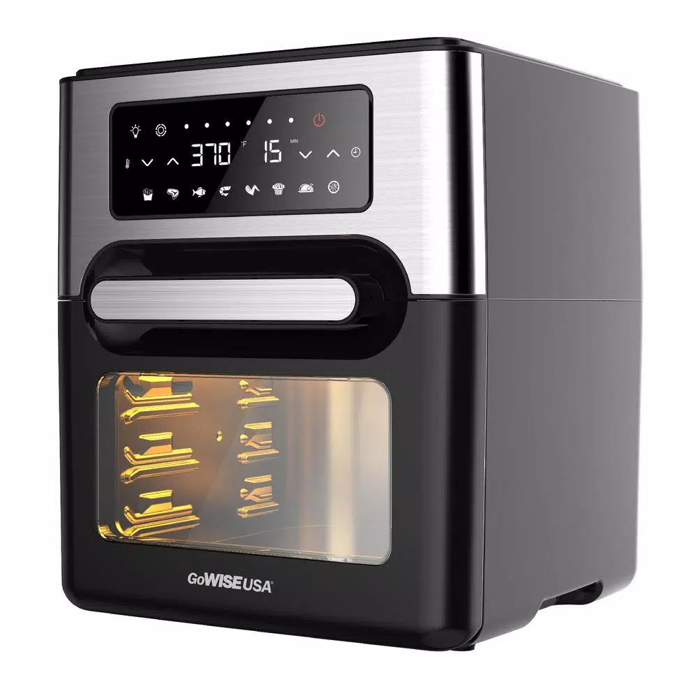 GoWISE USA 1700W 12.7 Quart Air Fryer Toaster Oven Select with Rotisserie and Dehydrator Features and Accessories, Black Toasters GoWISE USA 1700W 12.7 Quart Air Fryer Toaster Oven Select With Rotisserie And Dehydrator Features And Accessories, Black -Costway Shop black gowise usa toaster ovens gw46690 c3 1000
