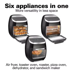 Air Fryers Hamilton Beach 11 Qt. Black Digital Air Fryer With Rotisserie And Rotating Basket -Costway Shop black hamilton beach air fryers 35070 4f 1000