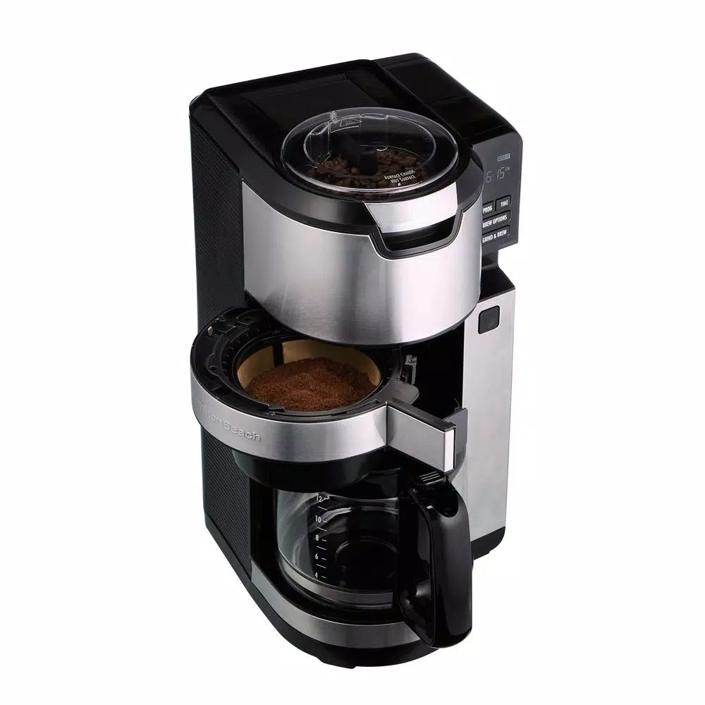 Hamilton Beach 12-Cup Black Programmable Grind and Brew Coffee Maker Coffee Makers Hamilton Beach 12-Cup Black Programmable Grind And Brew Coffee Maker -Costway Shop black hamilton beach drip coffee makers 45505 64 1000