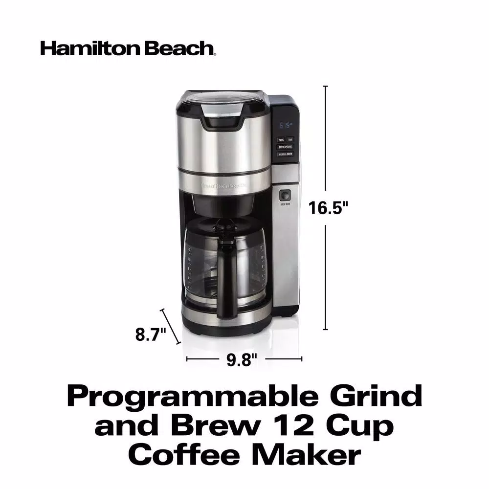 Hamilton Beach 12-Cup Black Programmable Grind and Brew Coffee Maker Coffee Makers Hamilton Beach 12-Cup Black Programmable Grind And Brew Coffee Maker -Costway Shop black hamilton beach drip coffee makers 45505 66 1000