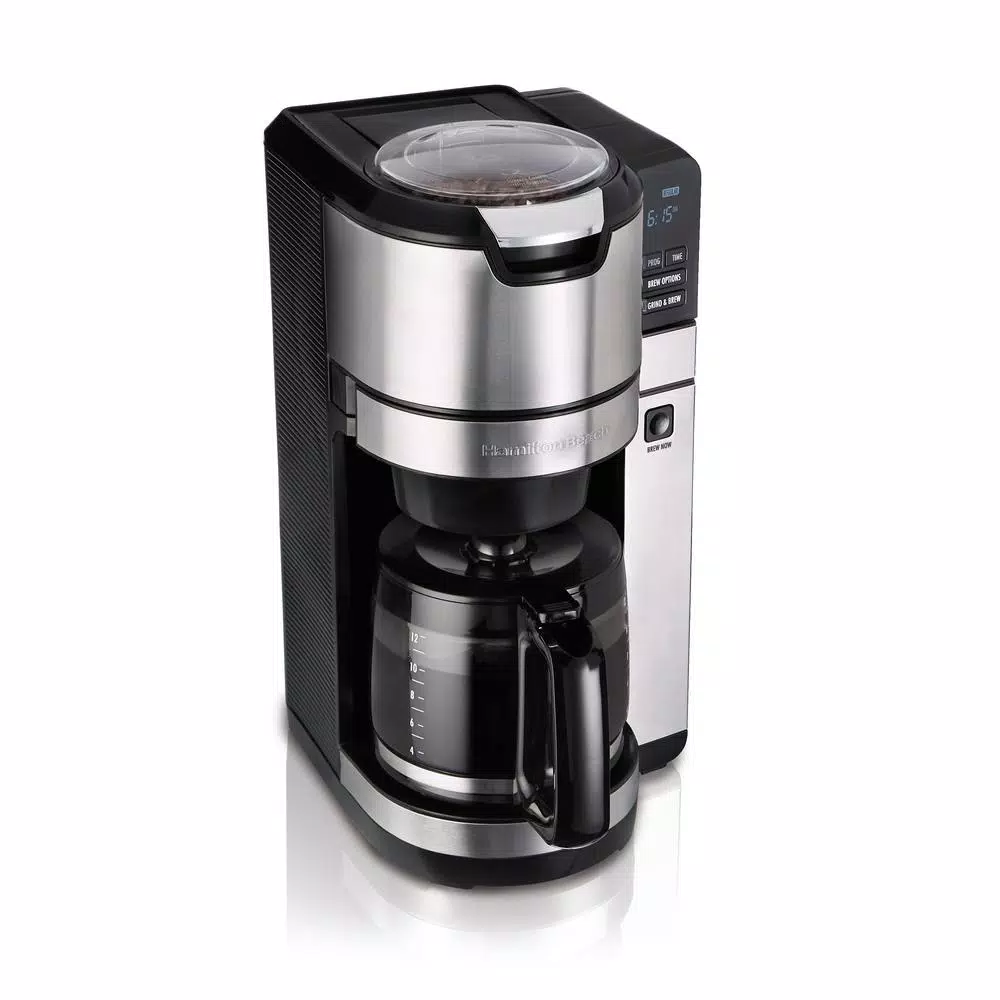 Hamilton Beach 12-Cup Black Programmable Grind and Brew Coffee Maker Coffee Makers Hamilton Beach 12-Cup Black Programmable Grind And Brew Coffee Maker -Costway Shop black hamilton beach drip coffee makers 45505 e1 1000