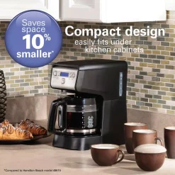 Coffee Makers Hamilton Beach Compact 12-Cup Black Programmable Drip Coffee Maker -Costway Shop black hamilton beach drip coffee makers 46200 1f 1000