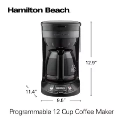 Coffee Makers Hamilton Beach 12-Cup Black Stainless Programmable Drip Coffee Maker -Costway Shop black hamilton beach drip coffee makers 46293 d4 1000