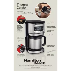 Coffee Makers Hamilton Beach 12-Cup Black Programmable Front-Fill Coffee Maker With Thermal Carafe 5 Coffee Makers Hamilton Beach 12-Cup Black Programmable Front-Fill Coffee Maker With Thermal Carafe -Costway Shop black hamilton beach drip coffee makers 46391 1f 1000