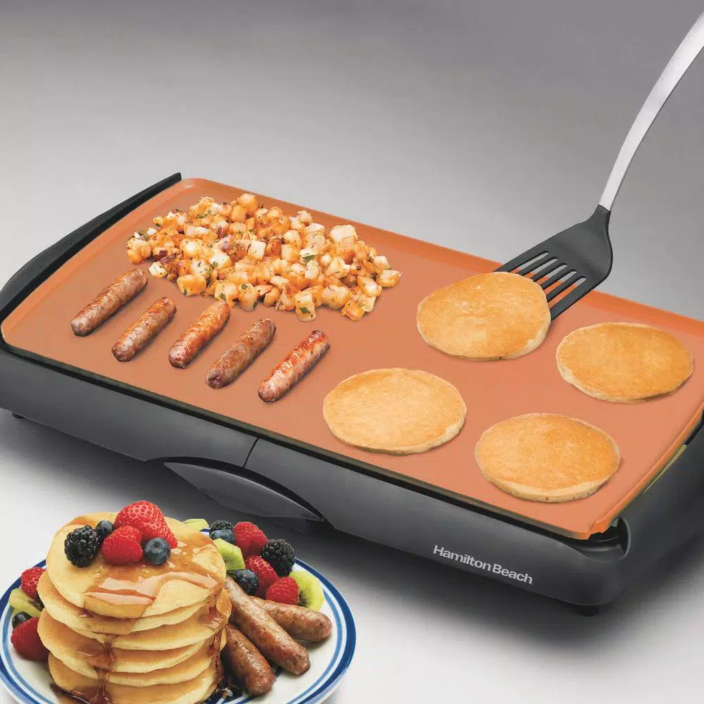 Electric Skillets & Indoor Grills Hamilton Beach 200 Sq In. Black Durathon Ceramic Griddle - Image 6