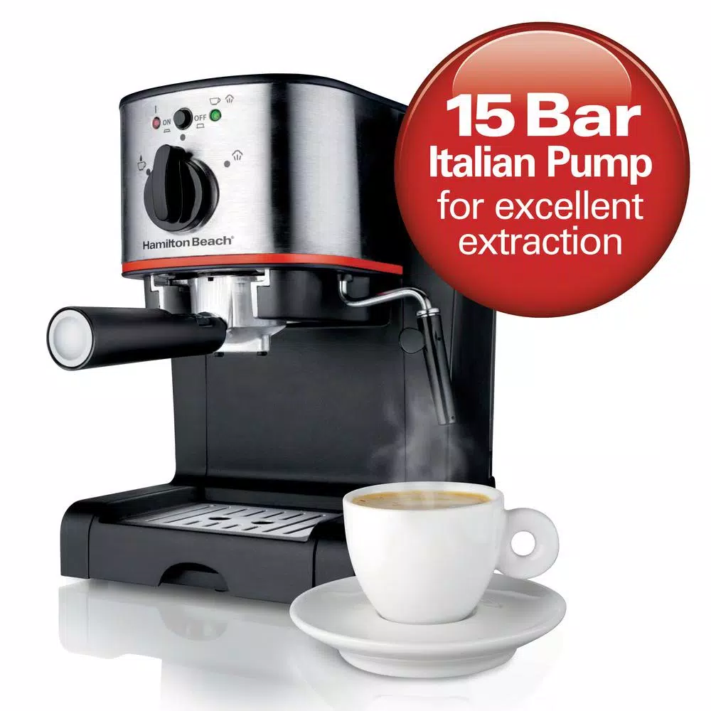 Hamilton Beach 2-Cup Stainless Steel Automatic Espresso Machine with Milk Frother Coffee Makers Hamilton Beach 2-Cup Stainless Steel Automatic Espresso Machine With Milk Frother -Costway Shop black hamilton beach espresso machines 40792 4f 1000