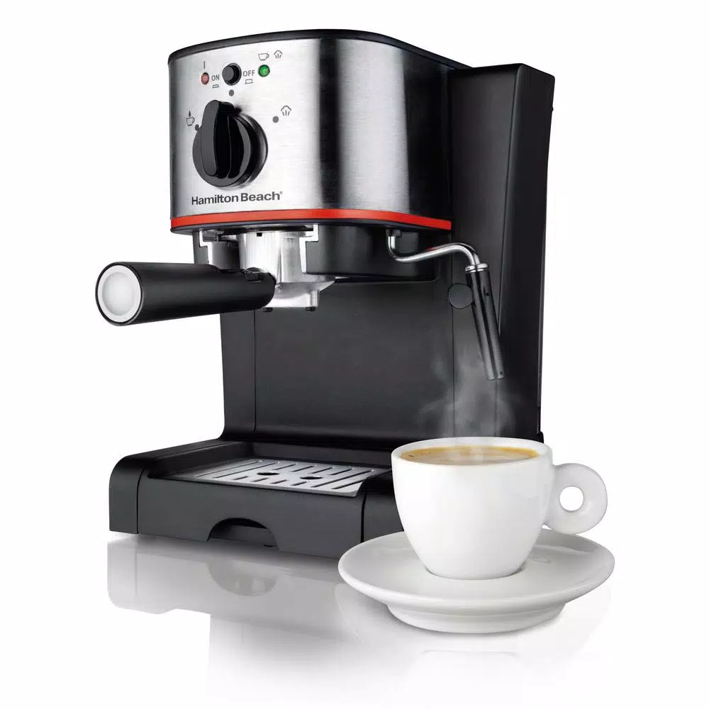 Hamilton Beach 2-Cup Stainless Steel Automatic Espresso Machine with Milk Frother Coffee Makers Hamilton Beach 2-Cup Stainless Steel Automatic Espresso Machine With Milk Frother -Costway Shop black hamilton beach espresso machines 40792 64 1000