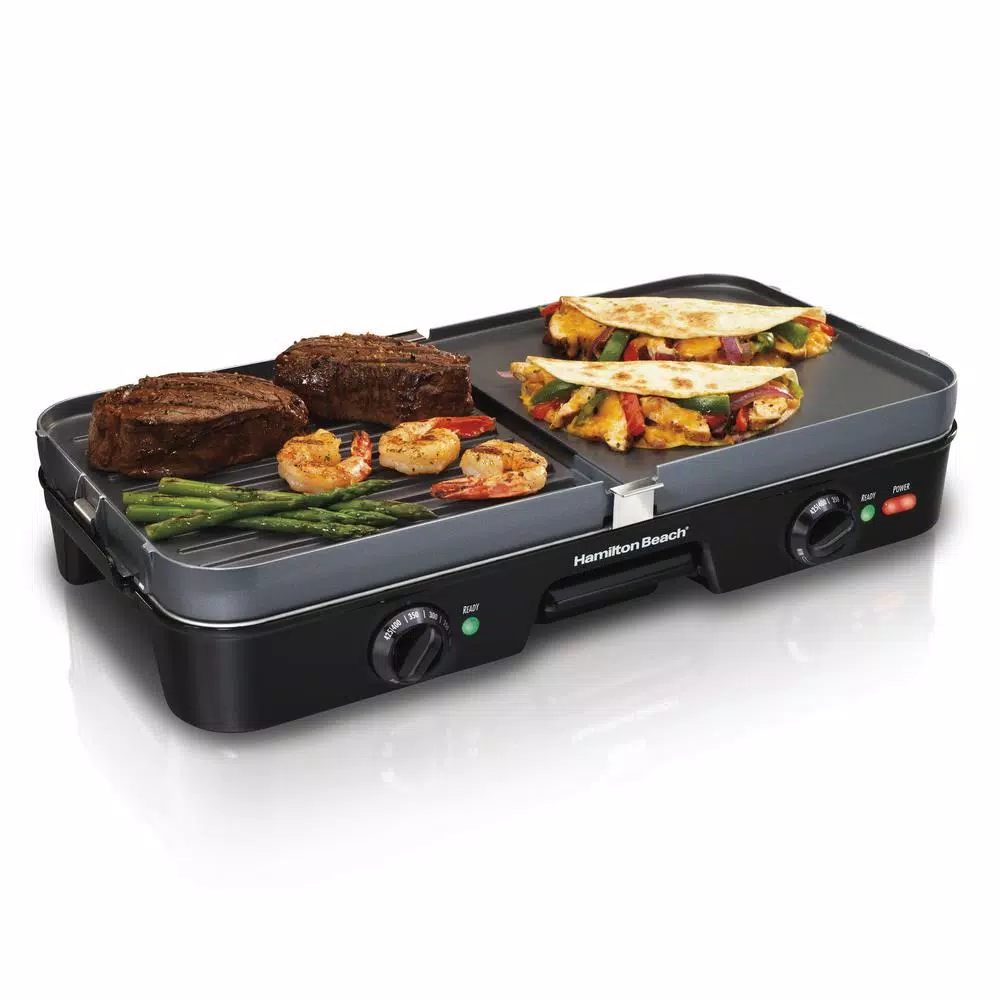 Electric Skillets & Indoor Grills Hamilton Beach 3 In 1 180 Sq. In. Black Indoor Grill With Removable Grids 3 Electric Skillets & Indoor Grills Hamilton Beach 3 In 1 180 Sq. In. Black Indoor Grill With Removable Grids
