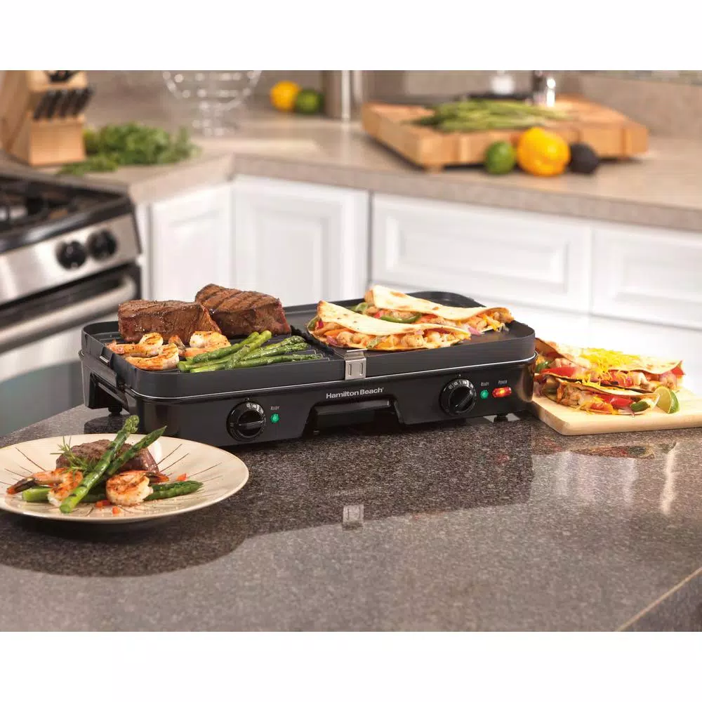 Electric Skillets & Indoor Grills Hamilton Beach 3 In 1 180 Sq. In. Black Indoor Grill With Removable Grids 9 Electric Skillets & Indoor Grills Hamilton Beach 3 In 1 180 Sq. In. Black Indoor Grill With Removable Grids - Image 7