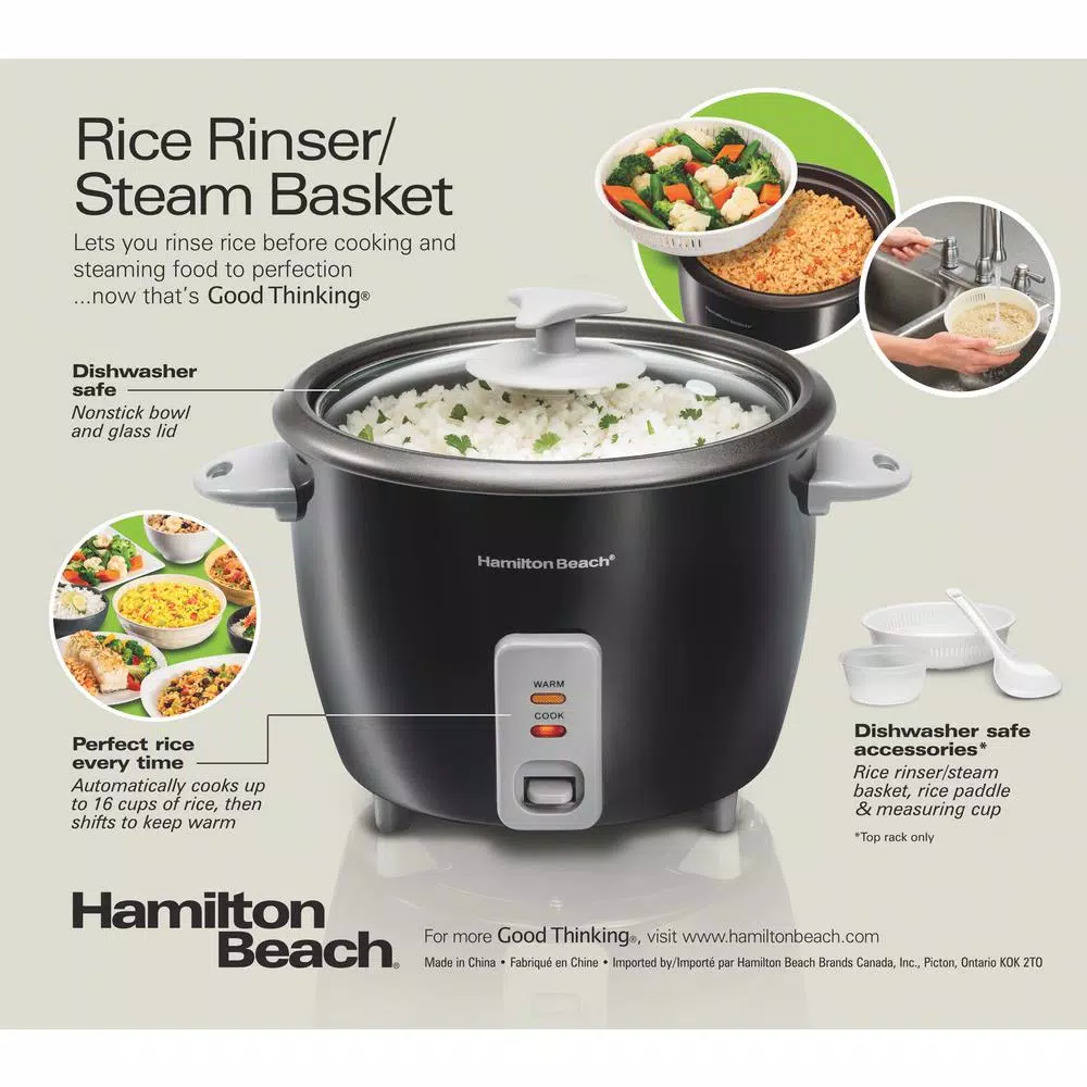 Hamilton Beach 16-Cup Black Rice Cooker Cookers Hamilton Beach 16-Cup Black Rice Cooker -Costway Shop black hamilton beach rice cookers 37517 44 1000