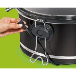 Cookers Hamilton Beach 8 Qt. Black Slow Cooker With Temperature Settings And Glass Lid -Costway Shop black hamilton beach slow cookers 33182 1f 1000
