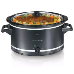 Cookers Hamilton Beach 8 Qt. Black Slow Cooker With Temperature Settings And Glass Lid -Costway Shop black hamilton beach slow cookers 33182 44 1000