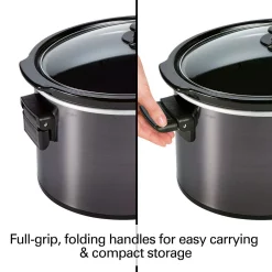 Cookers Hamilton Beach 10 Qt. Black Slow Cooker With Folding Handles -Costway Shop black hamilton beach slow cookers 33191 4f 1000