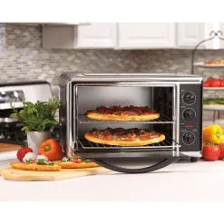 Toasters Hamilton Beach 1500-Watt 12-Slice Black Countertop Toaster Oven With Convection And Rotisserie -Costway Shop black hamilton beach toaster ovens 31100d 66 1000