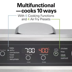 Toasters Hamilton Beach 1800 W 6-Slice Black Digital Air Fry Toaster Oven 4 Toasters Hamilton Beach 1800 W 6-Slice Black Digital Air Fry Toaster Oven -Costway Shop black hamilton beach toaster ovens 31220 4f 1000