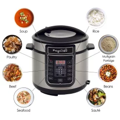 Cookers MegaChef 6 Qt. Black Electric Pressure Cooker With Built-In Timer -Costway Shop black megachef electric pressure cookers 98599675m 1f 1000
