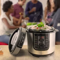 Cookers MegaChef 6 Qt. Black Electric Pressure Cooker With Built-In Timer -Costway Shop black megachef electric pressure cookers 98599675m 44 1000