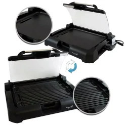 Electric Skillets & Indoor Grills MegaChef 165 Sq. In. Black Reversible Indoor Grill And Griddle With Removable Lid -Costway Shop black megachef indoor grills 985101713m 66 1000