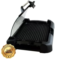 Electric Skillets & Indoor Grills MegaChef 165 Sq. In. Black Reversible Indoor Grill And Griddle With Removable Lid -Costway Shop black megachef indoor grills 985101713m c3 1000