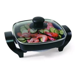 Electric Skillets & Indoor Grills Nesco 8 In. Black Non-Stick Electric Skillet With Heat Resistant Handles 4 Electric Skillets & Indoor Grills Nesco 8 In. Black Non-Stick Electric Skillet With Heat Resistant Handles -Costway Shop black nesco electric skillets es 08 4f 1000