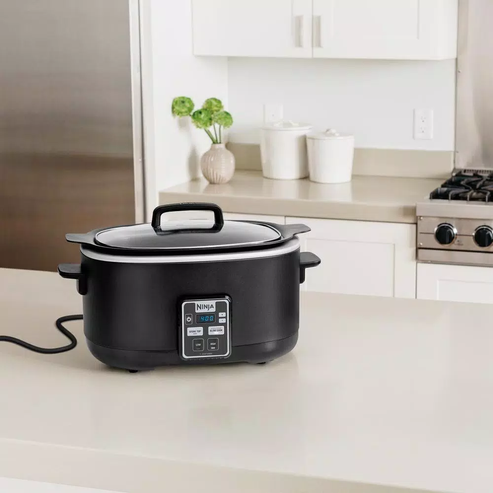 NINJA 6 Qt. Black Slow Cooker with Touchpad Controls and Keep Warm Setting Cookers NINJA 6 Qt. Black Slow Cooker With Touchpad Controls And Keep Warm Setting -Costway Shop black ninja slow cookers mc510 c3 1000