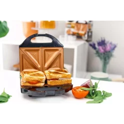 Electric Skillets & Indoor Grills Gotham Steel Ti-Ceramic Black Non-Stick Sandwich Maker -Costway Shop black nonstick ti ceramic coating gotham steel panini presses 2108 4f 1000