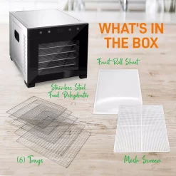 Food Processing NutriChef 6-Tray Black 600 Watt Premium Food Dehydrator Machine With Digital Timer And Temperature Control -Costway Shop black nutrichef dehydrators ncdh6s 31 1000