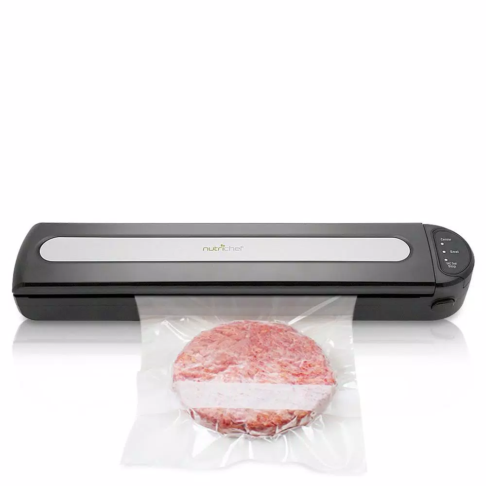 NutriChef White Kitchen Food Vacuum Sealer – Compact Electric Air Sealing Preserver System with Reusable Vacuum Food Bags Food Processing NutriChef White Kitchen Food Vacuum Sealer – Compact Electric Air Sealing Preserver System With Reusable Vacuum Food Bags -Costway Shop black nutrichef food vacuum sealers pkvs15bk 1f 1000