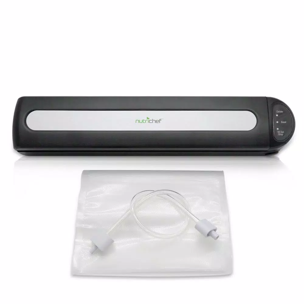 NutriChef White Kitchen Food Vacuum Sealer – Compact Electric Air Sealing Preserver System with Reusable Vacuum Food Bags Food Processing NutriChef White Kitchen Food Vacuum Sealer – Compact Electric Air Sealing Preserver System With Reusable Vacuum Food Bags -Costway Shop black nutrichef food vacuum sealers pkvs15bk 44 1000