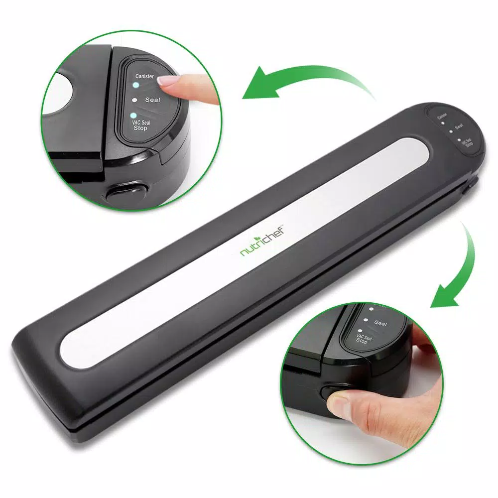 NutriChef White Kitchen Food Vacuum Sealer – Compact Electric Air Sealing Preserver System with Reusable Vacuum Food Bags Food Processing NutriChef White Kitchen Food Vacuum Sealer – Compact Electric Air Sealing Preserver System With Reusable Vacuum Food Bags -Costway Shop black nutrichef food vacuum sealers pkvs15bk c3 1000