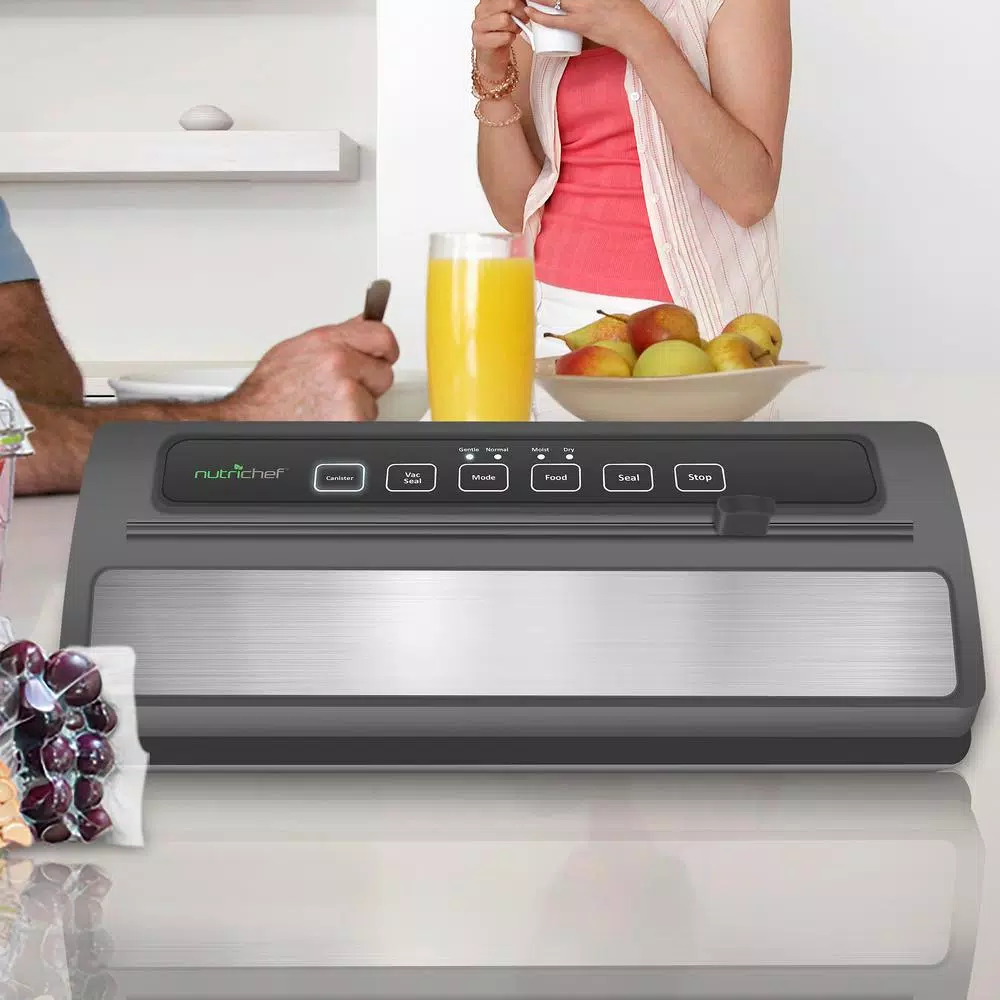 NutriChef White with Reusable Vacuum Food Bags Automatic Food Vacuum Sealer Electric Air Sealing Preserver System Food Processing NutriChef White With Reusable Vacuum Food Bags Automatic Food Vacuum Sealer Electric Air Sealing Preserver System -Costway Shop black nutrichef food vacuum sealers pkvs25bk 1d 1000